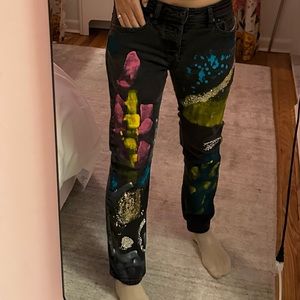 VINTAGE CHARCOAL DIESEL JEANS + ORIGINAL ART WORK